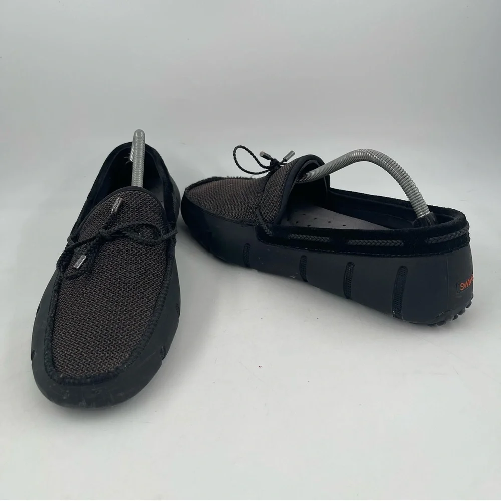 Swims Men’s Charcoal Braided Lace- Size 12 -Waterproof Leather Mesh Top Loafers